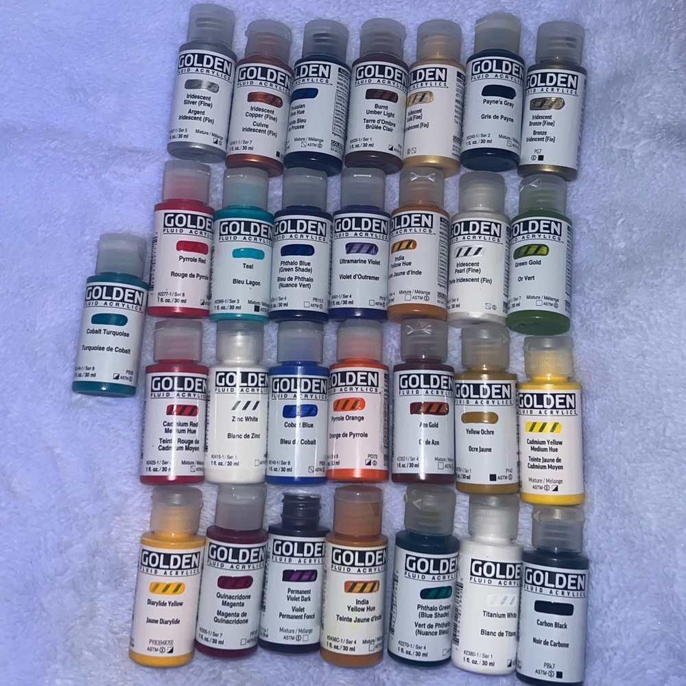 Golden Fluid Acrylic Paint Set lot of 30